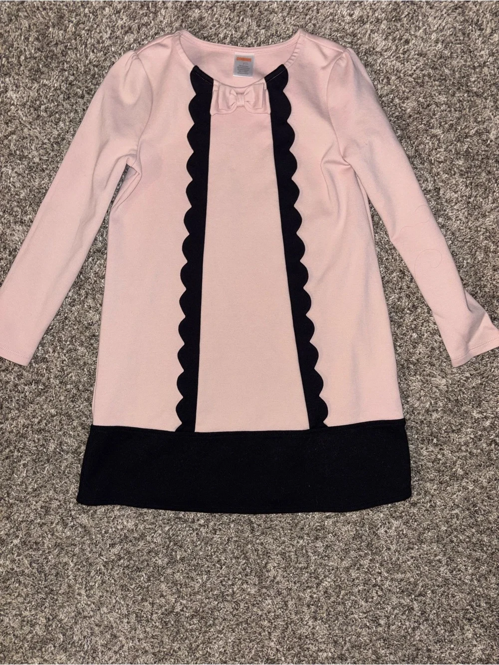 Gymboree Pink and Black Long Sleeve Scallop Trim Dress